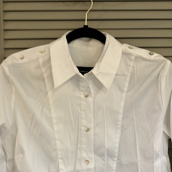 NWT Karen Millen Button Sleeve Detailed Shirt Sz 6 White - Picture 2 of 6